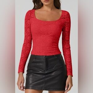 NWT RED LACE TOP-S